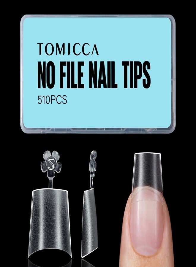 TOMICCA Short Coffin Nail Tips, 510Pcs Acrylic Half Cover Nail Tips, 12 Sizes No C Curve Full Matte Gel Nail Extension Tips for Beginner and Professional - Image 1